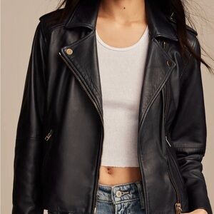 NWT Lucky Brand | Women's Midnight Navy Leather Moto Jacket